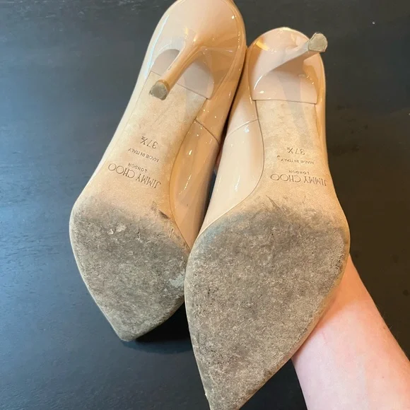 Jimmy Choo Nude Patent Leather Heels - Picture 5 of 6